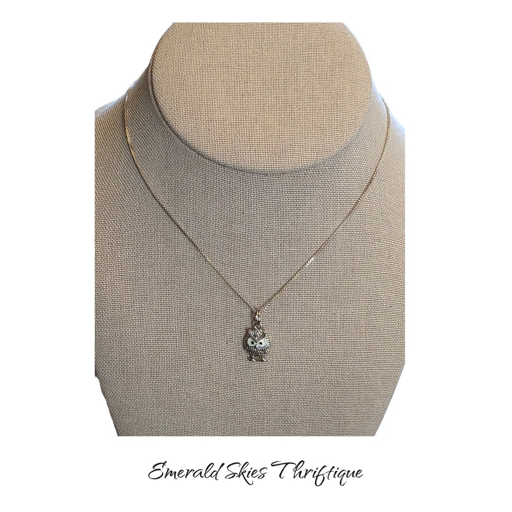 Womens Sterling Silver owl necklace 18 inch. Free shipping